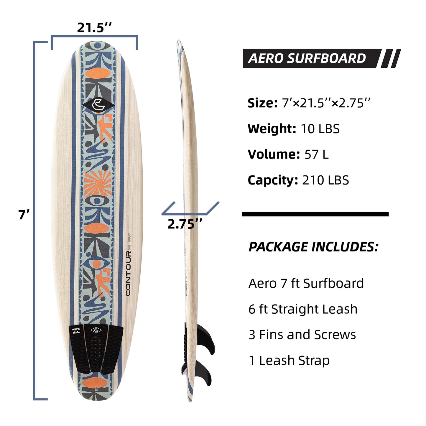 Billabong x CONTOUR SURF Aero 7 ft Soft Top Surfboard