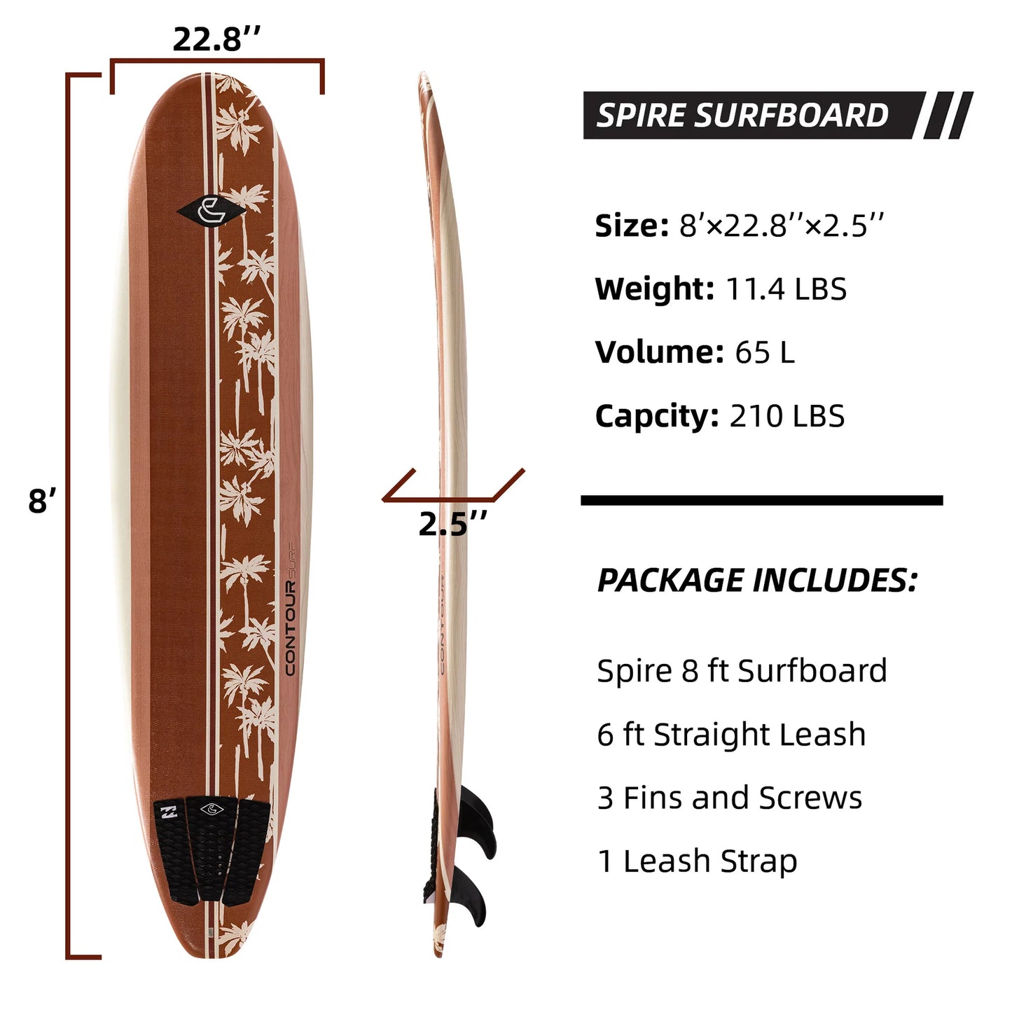 Billabong x CONTOUR SURF Spire 8 ft Soft Top Surfboard